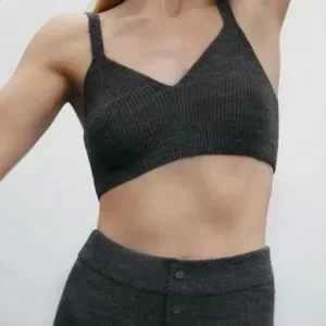 Zara Tops Zara Wool Blend Ribbed Top Grey Poshmark
